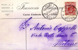 Regno D'Italia (1913) - Ditta Francesco Piazza - Cartolina Da Lodi Per Milano - Poststempel