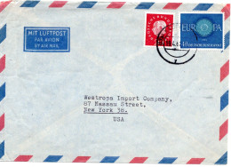 78253 - Bund - 1961 - 40Pfg CEPT '60 MiF A LpBf KAUFBEUREN -> New York, NY (USA) - Briefe U. Dokumente