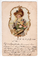 Carte Dessin D'une Fille (carte Gaufrée) - 1900-1949