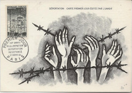 CARTE MAXIMUM AFFRANCHIE N° 1407 -DEPORTATION - GRAVURE DE JACQUES COMBET-ANNEE 1964 - 1960-1969