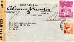 CUBA 1942, ADVERTISING COVER USED TO USA, IMPERF STAMP TREE, DRUG FARM  ALVAREZ FUENTES, CAMAGUEY  CITY CANCEL - Covers & Documents