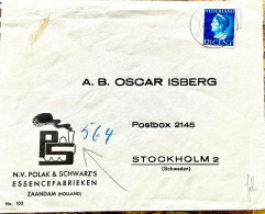 NETHERLANDS 1943, COVER USED TO SWEDEN, RAILWAY ENGINE ADVERTISING, DOUBLE CENSOR, N.V POLAK & SCHWARZ'S ESSENCE FACTORY - Brieven En Documenten