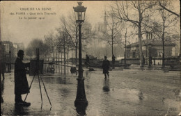 Postkarte Paris V, Überschwemmung Der Seine 1910, Quai De La Tournelle - Autres & Non Classés