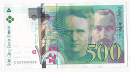 500 Francs Pierre Et Marie Curie 1994, Alphabet : C 027067339, Tres Beau Billet - 500 F 1994-2000 ''Pierre Et Marie Curie''