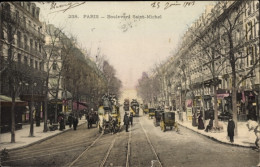 CPA Paris V, Boulevard Saint Michel, Straßenbahn - Autres & Non Classés