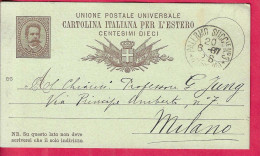 INTERO CARTOLINA POSTALE UMBERTO (INT. 9B/86) DA "PALERMO SUCC.le N°3 *20.6.87*/(FERROVIA)" PER MILANO - Entero Postal