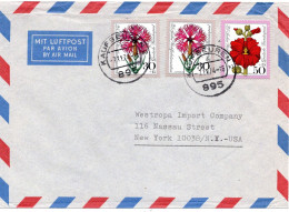 78256 - Bund - 1974 - 50Pfg WoFa '74 MiF A LpBf KAUFBEUREN -> New York, NY (USA) - Lettres & Documents