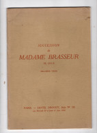 VENTE DROUOT Succession Madame BRASSEUR De LILLE . Livres D'Art, Faïences, Porcelaines, Pendule … - Verzamelingen