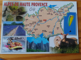 04 - ALPES DE HAUTE PROVENCE- Carte Geographique - Contour Du Département  Avec Multivues - Cartes Géographiques
