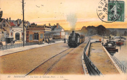 SOISSONS (Aisne) - La Gare De Soissons-Port - Train, Tramway, Péniches - Tirage Couleurs - Voyagé 1914 (2 Scans) - Soissons