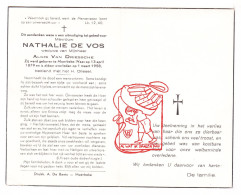 DP Nathalie De Vos ° Moerbeke Waas 1879 † 1958 X Alois Van Driessche - Images Religieuses