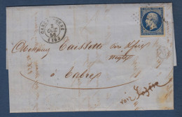 Aude - Lettre De Carcassonne Avec Boite Rurale M De ST  DILHIA - 1849-1876: Periodo Clásico
