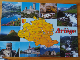 09 - ARIEGE - Carte Geographique - Contour Du Département  Avec Multivues - Cartes Géographiques