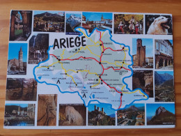 09 - ARIEGE - Carte Geographique - Contour Du Département  Avec Multivues - Landkarten