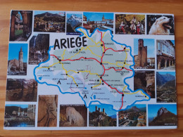 09 - ARIEGE - Carte Geographique - Contour Du Département  Avec Multivues - Mapas