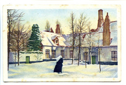 Image 12 X 7.8 Belgique Folklore Belge Belgische Folklore BRUGES Neige Au Béguinage BRUGGE Sneeuw In 't Begijnhof - Côte D'Or