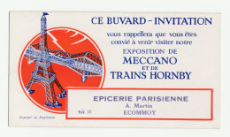 Buvard Publicitaire "Exposition Meccano Et Trains Hornby - Epicerie Parisienne A. Martin à Ecommoy (Sarthe)" - Otros & Sin Clasificación
