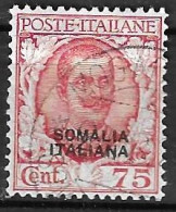 SOMALIA - 1926 - FLOREALE  CENT. 75 - USATO (YVERT 95 - MICHEL 99 - SS 98) - Somalie