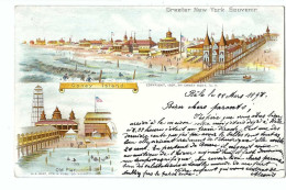 32502 - Greater New York Souvenir Coney Island Old Pier Circulée 1898 - Long Island