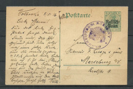 Russisch-Polen Polska German Occupation WWI Poland 1916  Postal Stationery Ganzsache 5 Pf. O Bahnmeisterei Rokiciny - Bezetting 1914-18