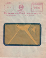 1951  Busta Con Affrancatura Meccanica Rossa EMA Raffineria Oli Lubrificanti Per Automobile Fasci Scalpellati - Storia Postale