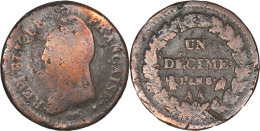 FRANCE - AN 8 (1799) - UN DECIME - 32 Mm - Metz (AA) - 19-229 - 1795-1799 Direttorio