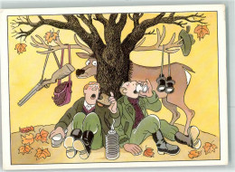 39426107 - Humor Jaeger Kaffeepause Hirsch Sign.Barbara Henninger - Chasse