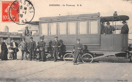 SOISSONS (Aisne) - Le Tramway (TRES GROS PLAN) - Voyagé 1909 (2 Scans) - Soissons