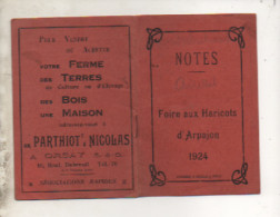 91. ARPAJON - Notes - Foire Aux Haricots D'Arpajon - 1924 -  Carnet - - Advertising