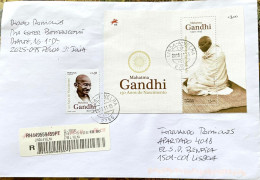 PORTUGAL 2019 COVER VOED CLOTH MAHATMA GANDHI Misheet & PAPER STAMP LINDA-A-VELHA CITY ANCEL REGISTER S. DOMINGOS DE BEN - Lettres & Documents