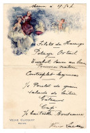 Carte Menu, Chromo Pour Champagne Veuve Cliquot, Reims, 16 X 24 Cm, Brasserie à Laeken - Menükarten