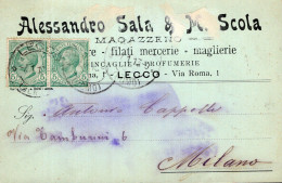 Regno D'Italia (1913) - Ditta Alessandro Sala - Cartolina Da Lecco Per Milano - Marcofilie