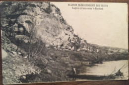 Cpa 24 Station Préhistorique Des Eyzies, Logerie Abris Sous Les Rochers (Laugerie), Animée, Barque, éd Guiraud - Les Eyzies