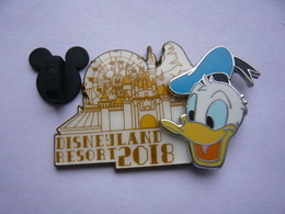 BIG Pin S DISNEY DONALD DISNEYLAND RESORT DOUBLE MOULE 5 X 3 Cm TBQ - Disney