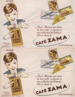Lot De 2 Buvards - Cafe Zama - Timbres Philatelie Collection - Coffee & Tea