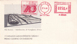 1953  BUSTA  Con Affrancatura Meccanica Rossa EMA  Alfa Romeo 75° - Marcophilia