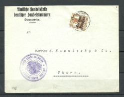 Gen.-Gouv. Warschau Polska German Occupation WWI Poland O Sosnowice Michel 11 As Single Official Cover To Thorn - Occupation 1914-18