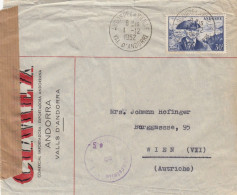 Andorra Franz. 1951 Yvert Nr. 137 - 30 Franc Auf Brief Nach Wien 1952, Zensur !!! - Lettres & Documents