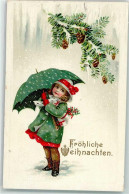 10673007 - Kind Maedchen Mit Einem Regenschirm Tannenzapfen - Autres & Non Classés