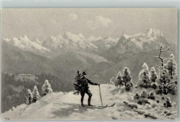 39166307 - Skifahrer Mit Einem Tannenbaum Sign. SK  Weihnachten AK - Sonstige & Ohne Zuordnung