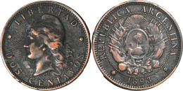 ARGENTINE - 1893 - DOS CENTAVOS - 19-200 - Argentina