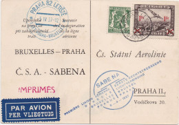 Sabena - Bruxelles-Praha - Liaison Aërienne 5-4-1937 - Č.S.A.-SABENA - Čs. Státni Aerolinie Praha II - Brieven En Documenten