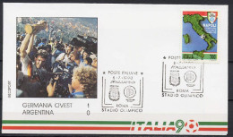 Italy 1990 Football Soccer World Cup Commemorative Cover Final Match Germany - Argentina 1 : 0 - 1990 – Italien