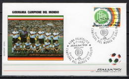 Italy 1990 Football Soccer World Cup Stamp On FDC (Germany World Cup Champion) - 1990 – Italia