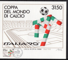 Italy 1988 Football Soccer World Cup Commemorative Print With Stamp And First Day Cancellation - 1990 – Italia