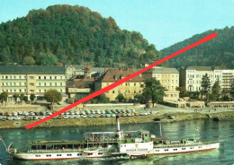 AK Bad Schandau Weiße Flotte Dampfer Junger Pionier Promenade Schloßbastei Gasthof Restaurant Sächsische Schweiz DDR - Bad Schandau