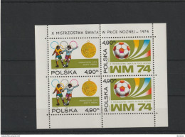 POLOGNE 1974 Coupe Du Monde De Football Yvert BF 65, Michel Block 59 NEUF** MNH Cote 18,50 Euros - Blocks & Sheetlets & Panes