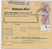 Paketkarte Düsseldorf-Gerresheim Nach Haar, 1948, MeF, Absendereindruck, HAN - Briefe U. Dokumente