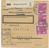 Paketkarte Stuttgart Hohenheim, Landessaatzucht Nach Eglfing, MeF 1948 - Lettres & Documents