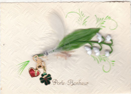 CARTE FANTAISIE. MUGUET. CPM. " PORTE BONHEUR ". MOTIFS AJOUTES. + TEXTE - Autres & Non Classés